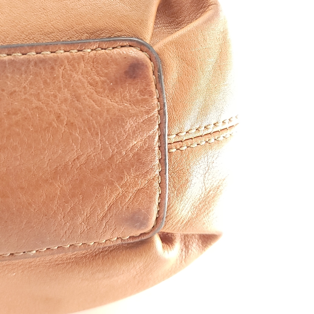 Fossil Shoulder Handbag Tan Leather Distressed Floppy - Picture 8 of 16
